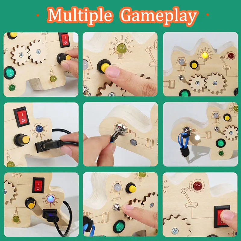 zalati Lampe LED avec 3 Couleurs changeantes par Botton Accessoire pour Montessori Busy Board Toddlers Sensory Preschool Learning Activities Educatinal Toy
