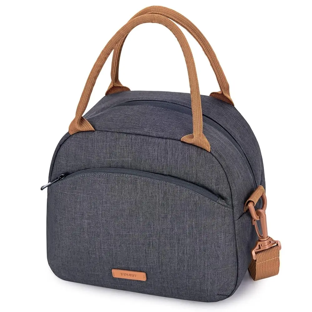 

Женская термосумка для обеда, стильная сумка-ланчбокс для женщин, для работы, пикника, темно-серая