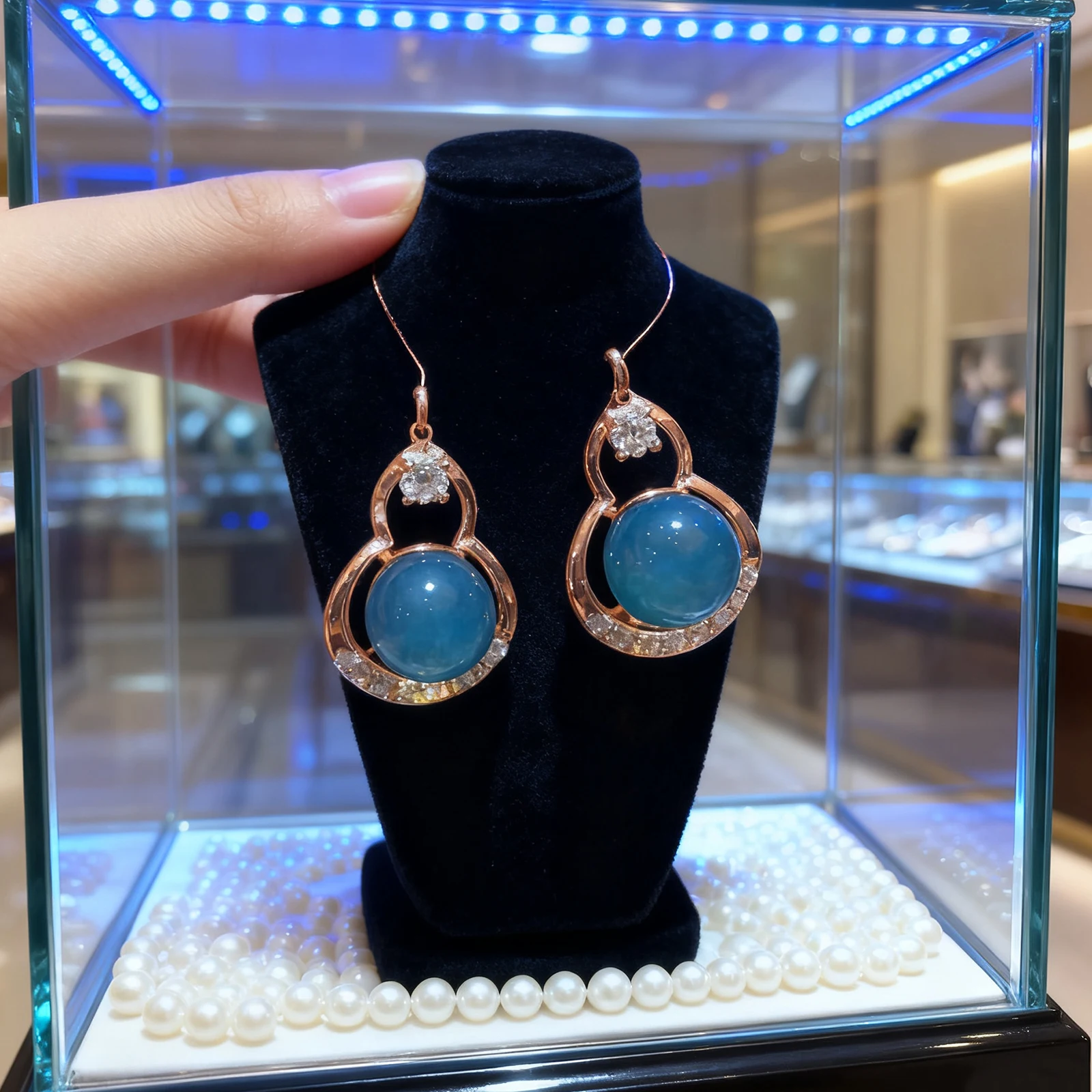 

Women's GourdEarrings7mmNatural Balti Amber Sterling Silver Rose Gold Plated Accent Stones Dangle Pendant Romantic Gift for Her