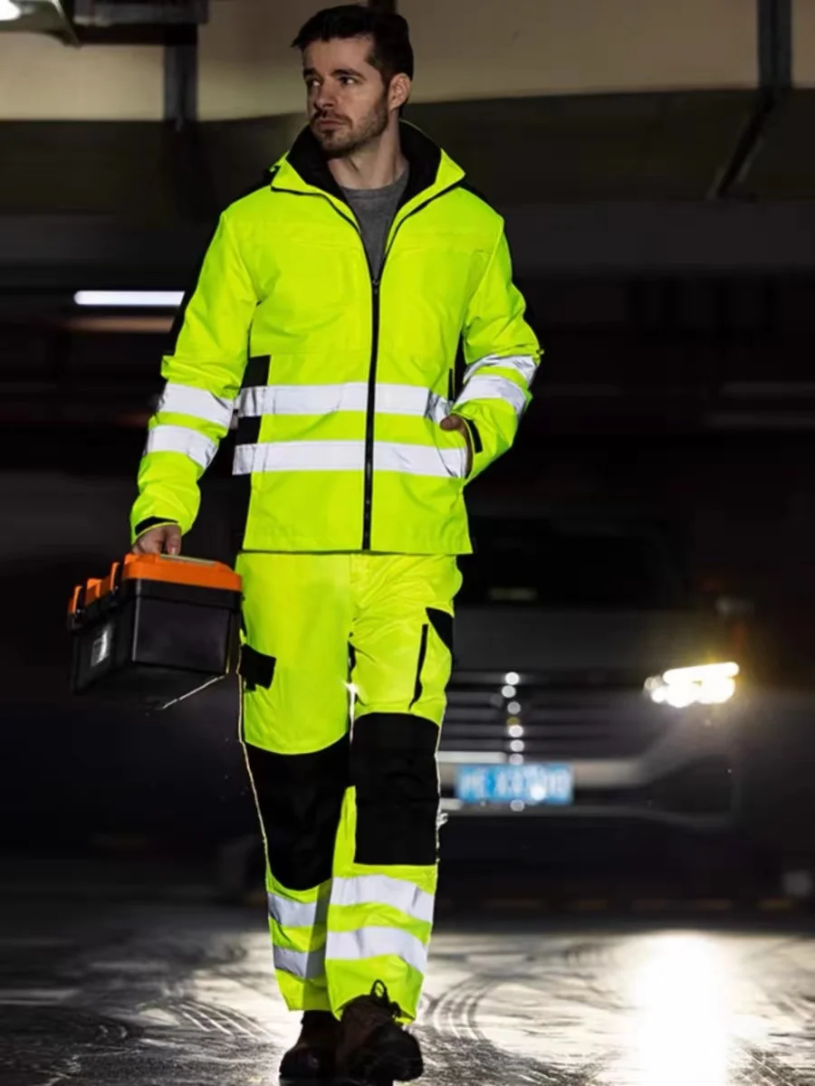 Plus Size High Visibility Cotton Winter Cold-Proof Safety Reflective Suit Road Safety Motorcycle Riding Reflective Jacket