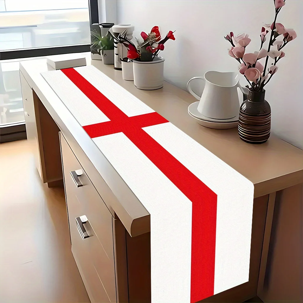 1pc 2D Flat England Union Jack Flag Table Runner, Rectangular National Banner for Dining Table & Coffee Table Decor, Home Kitche