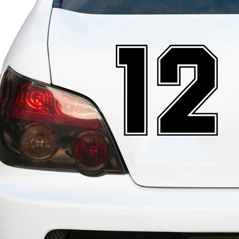 Figure Number 12 Racing Car Sticker Vinyl Decal Waterproof Auto Stickers for Car Bumper, Door, Window