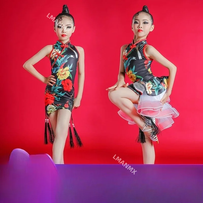 Children's Latin dance costume, qipao, gauze skirt performance costume