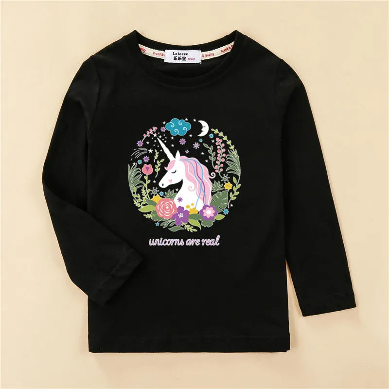 

New Unicorn Long T-shirt For Baby Girl Pony Fashion Top Kids Short Sleeve Tees Shirt Undershirt