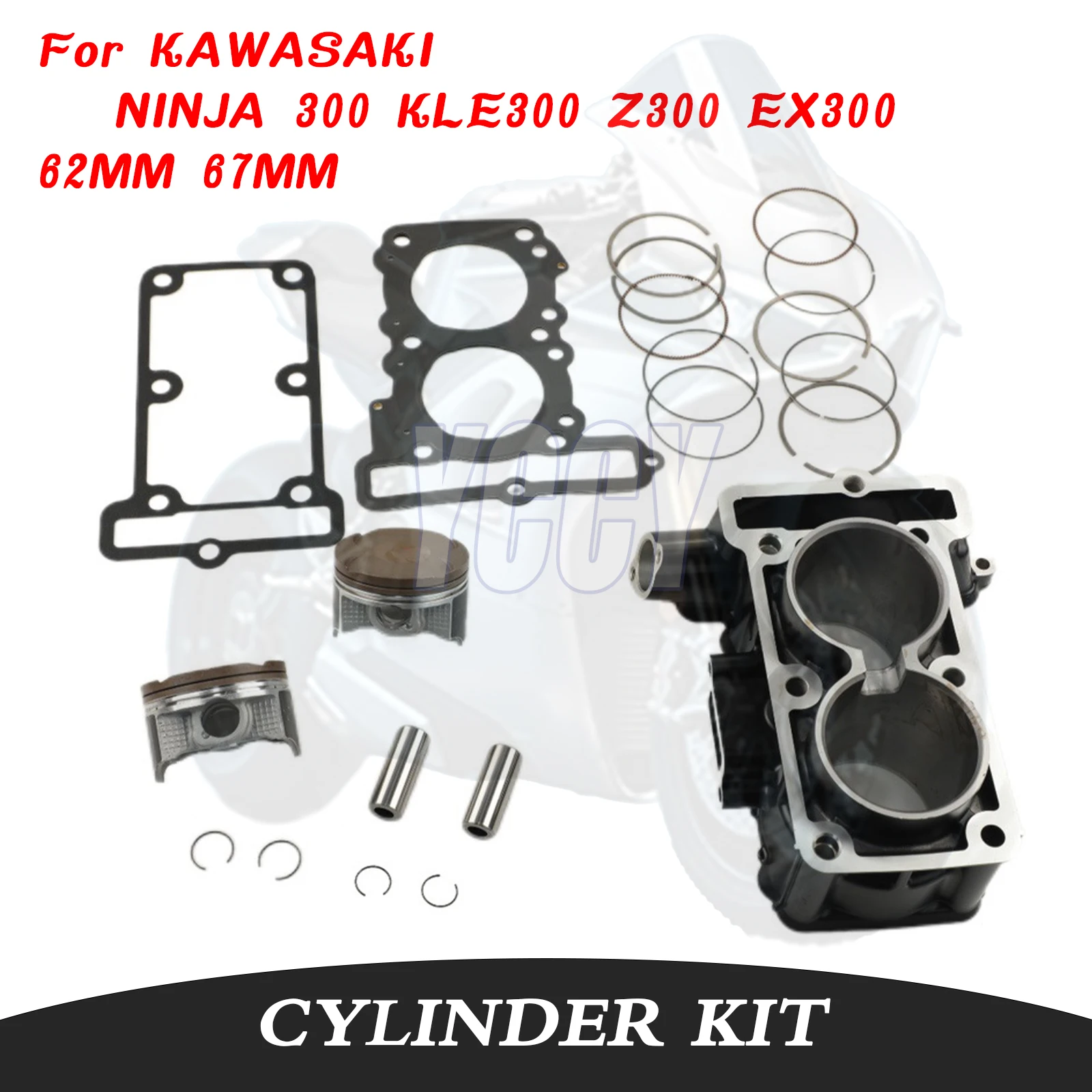 62MM 67MM Big Bore Motorcycle Engine Cylinder Kit For KAWASAKI NINJA 300 KLE300 Z300 EX300 KLE Z EX ER300 ER Versys-X 2013-2024