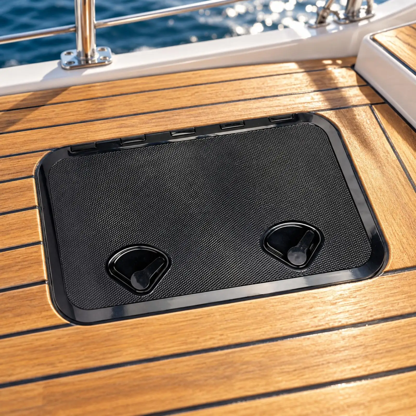 Deck Hatch Cover Weather-Tight ABS Marine Deck Hatch Cover with Integrated Hinge Lockable Non-Slip view 4