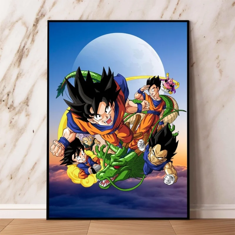 Monkey King Super Saiyan Anime Dragon Ball Mural Cartoon Home Decor Living Room Poster Painting Children\'s Festival Aesthetics