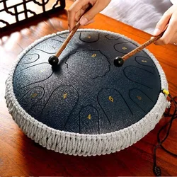 14 Inch 15 Notes Steel Tongue Drums Meditation Yoga Ethereal Drum Percussion Instruments Handpan Drum with Accessories Gifts