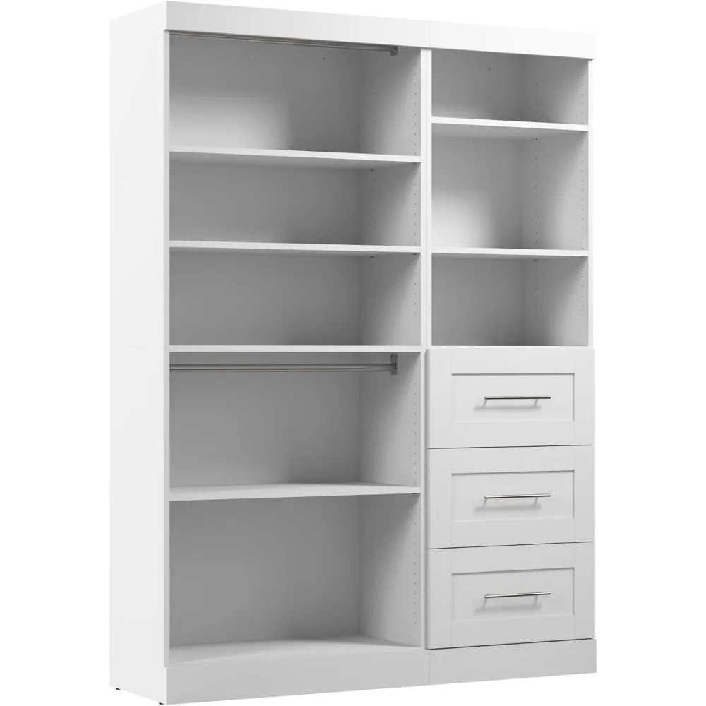 

61W Closet Organizer System in White, Wardrobe Storage System for Bedroom, Mudroom, Entryway, Living Room, or Kitchen Pantry