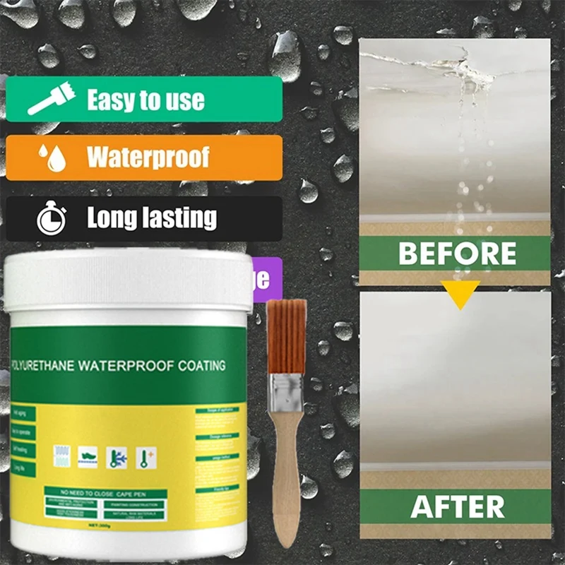 300G Waterproof Coating Sealant Agent Transparent Invisible Paste Glue Set Kit With Brush Adhesive Repair Home Roof Bathroom