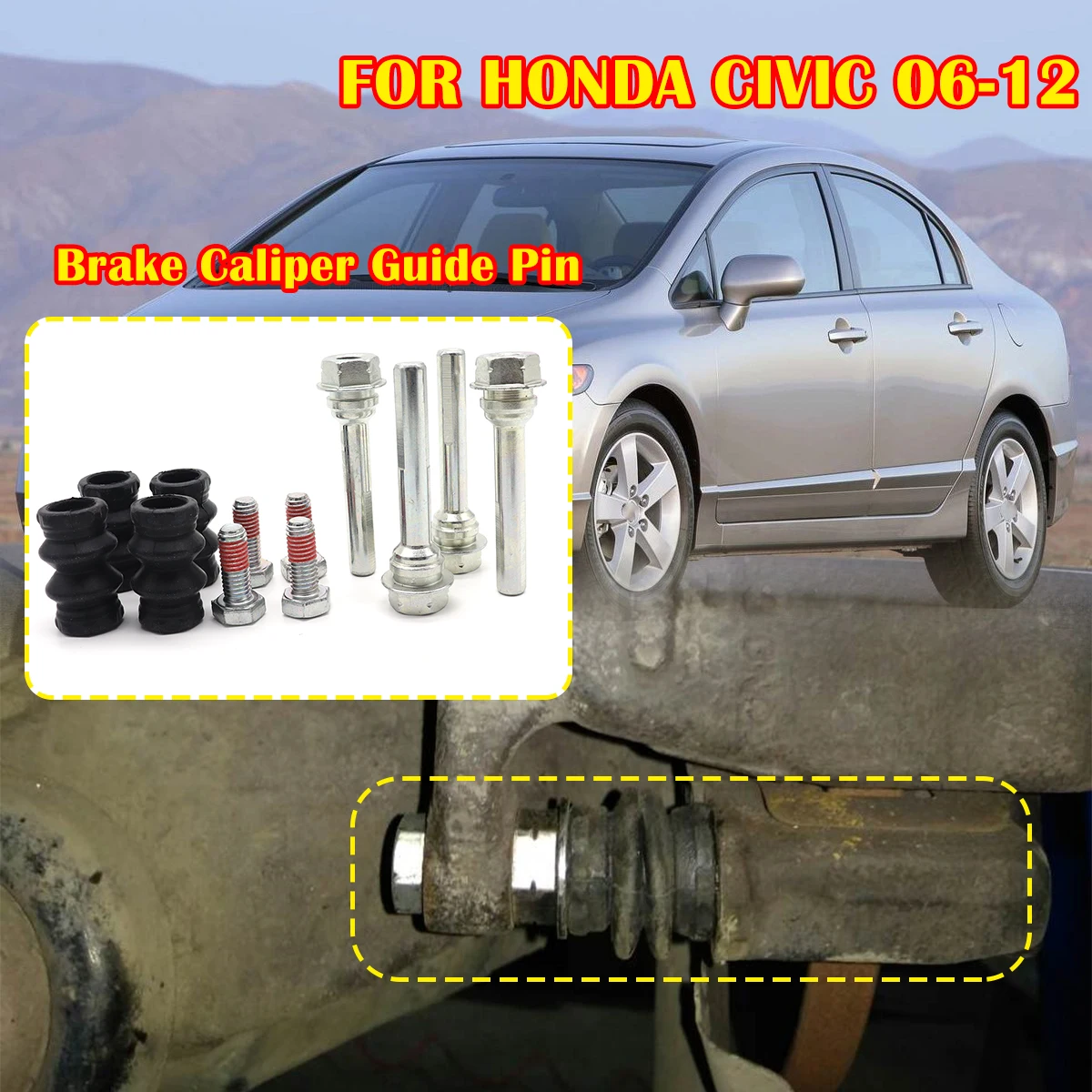 

Lower Left Right Brake Caliper Cylinder Slider Guide Pin FOR HONDA CIVIC For Disc Housing Bolts Rubber Bushing Boot Seal Kit