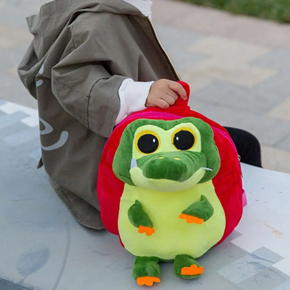 

Crocodile Shaped Cartoon Plush Backpack Kawaii Creative Plush Knapsack Multifunctional Adjustable Strap Animal Student Schoolbag