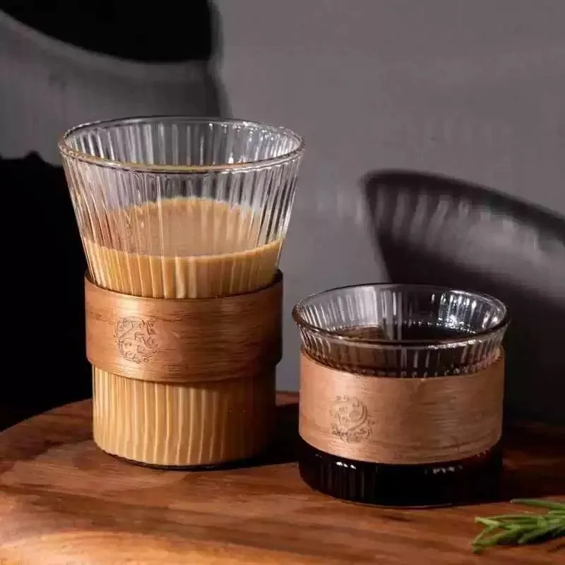 Vertical Glass Cup Household Insulation and Anti-scalding Tea Cup Iced American Hanging Ear Coffee Cup Drinking Cups
