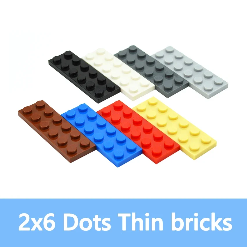 DIY Building Blocks Size 2*6 Dots Thin Figures Bricks 2x6 Dots 58PCS Compatible With 3795 Educational Creative Toys for Children