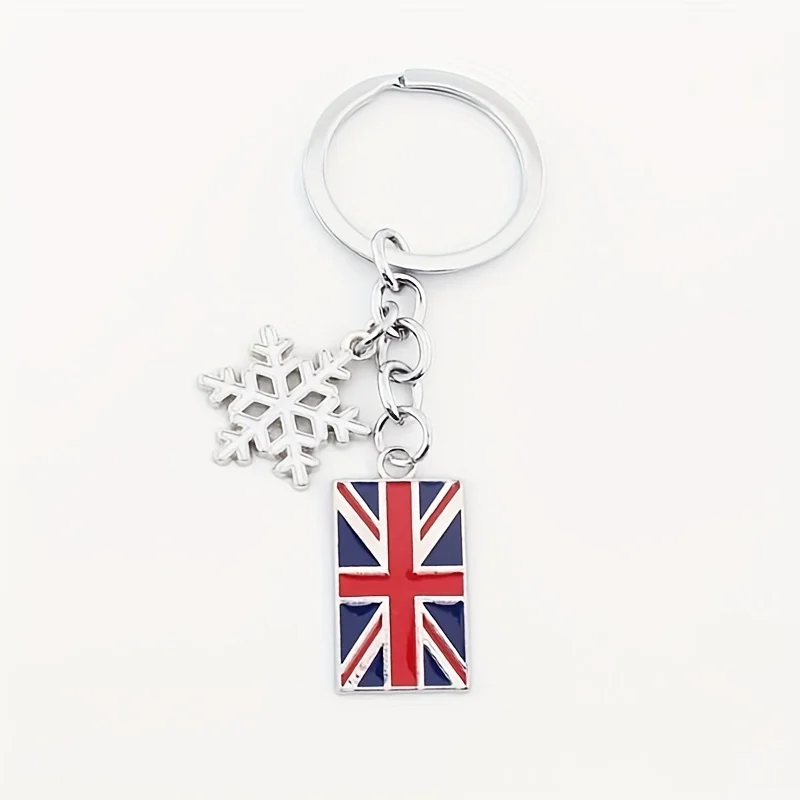 1pc American British Flag Pendant Keychain, Colorful Enameled USA UK Flag, Simple Style Party Holiday Decoration, Souvenir Gifts