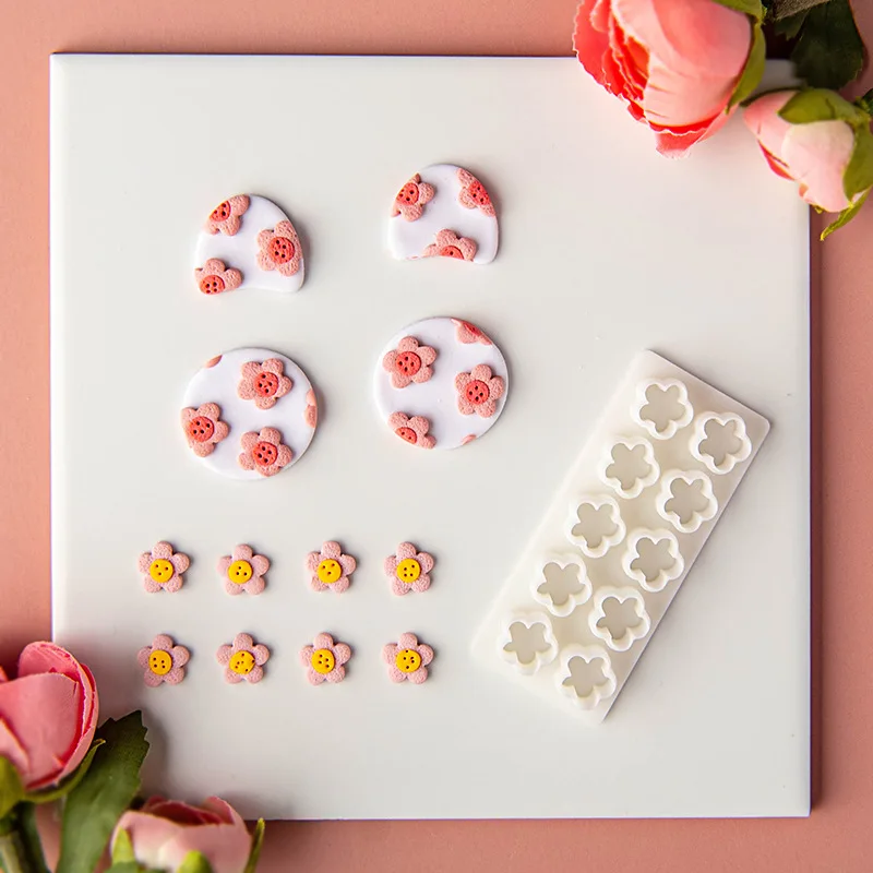 10mm Mini Flower Polymer Clay Cutters Fresh Flower Combination Clay Molds for DIY Earring Pendant Jewelry Cutting Die Hand Tools