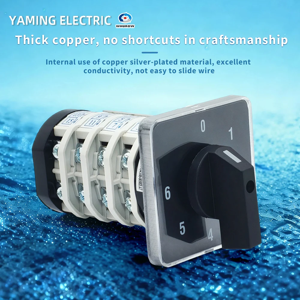 Rotary Cam Switch YMZ12-32/4 Electrical Combination Changeover Selector 32A 4 Pole 0-6 Positions Sliver Contacts