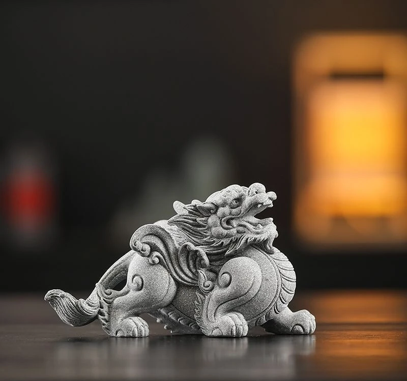Feng Shui Pixiu Pair Figurines for Wealth, Lucky Chinese Mythical Creature Statue Set for Home Office Desktop Decor