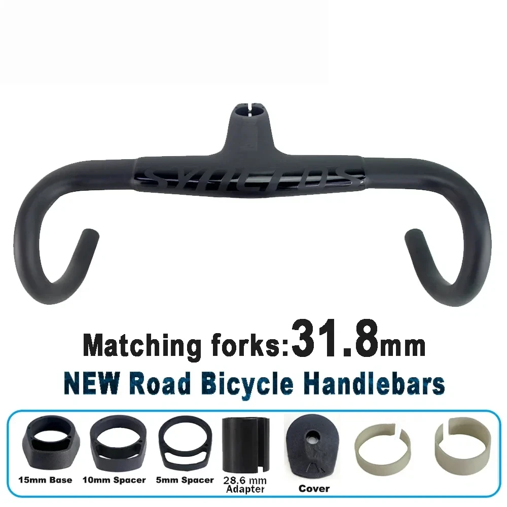 RR1.0 Full Carbon Aero Road Bike Handlebar, 31.8mm Clip-On Compatible, 28.6mm Converter, Lightweight Integrated Handleba