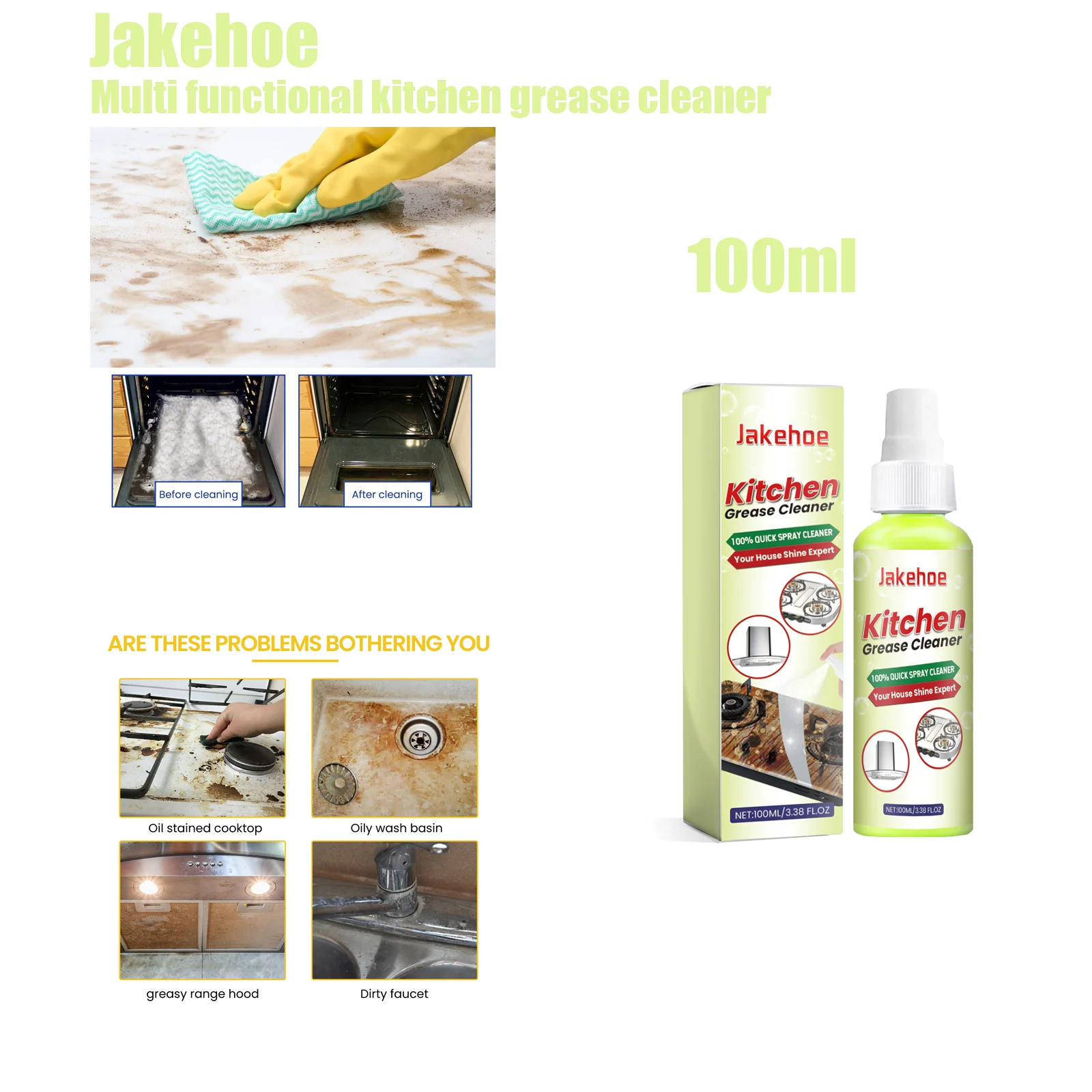

Powerful Kitchen Grease Cleaner - All Effervescent Heavy Duty Stove Oven Cleaner Oil Foam Remover Rust Stain Remover for Cookwar