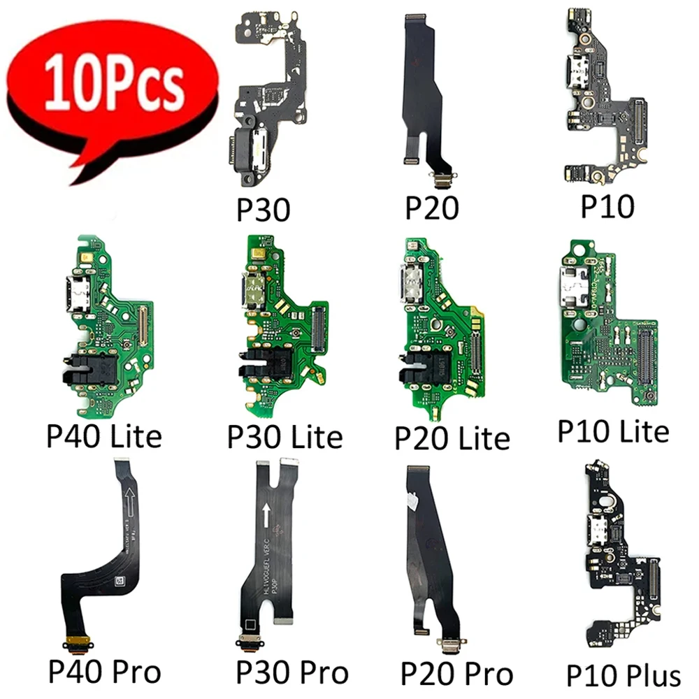 

10Pcs，NEW For Huawei P9 P10 P20 P30 Pro P40 Pro P40 Lite P40 Pro Plus USB Charger Charging Dock Port Connector Board Flex Cable