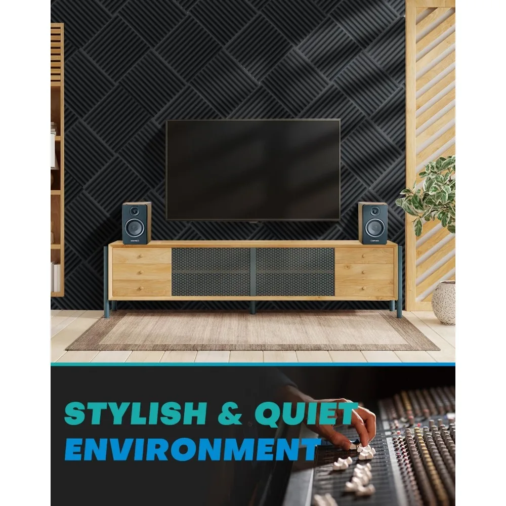 Soundproof Foam Panels - 50 Pack, 2x12x12 Inches, High Density for Sound Absorption and Noise Reduction