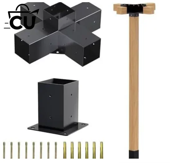 Pergola Bracket Set Three-way Right-angle Bracket Rear Seat Kit Wooden Beam Pavilion Patio Wooden House