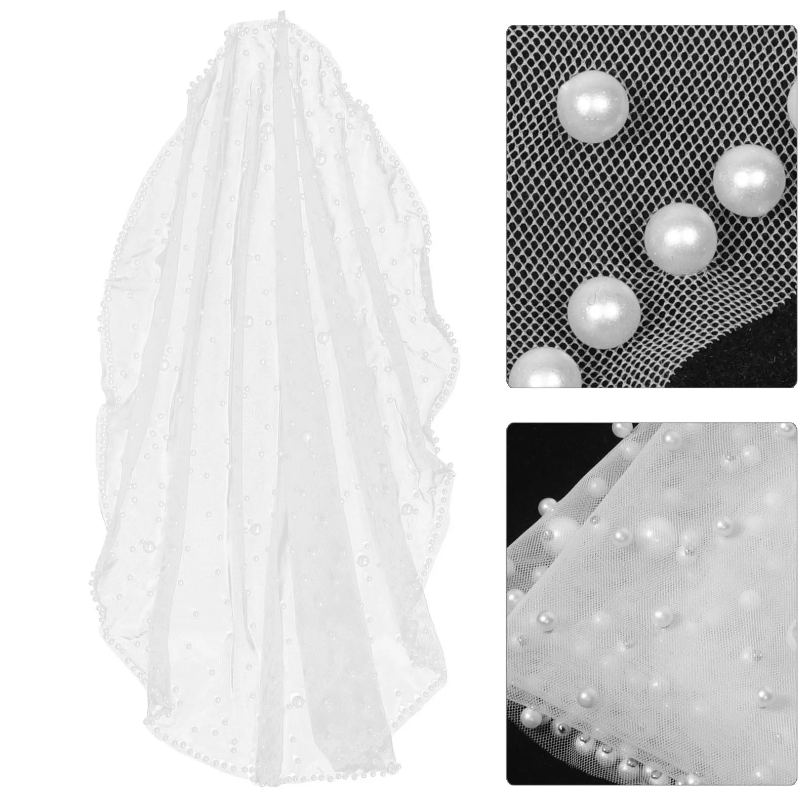 

Pearl Bride Veil Short Wedding Veil Bridal Veils Korean Style Pearl Decor Lightweight Classic Bridal Accessory