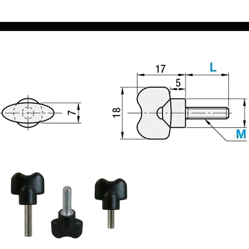 1/2Pcs M3 M4 M5 Bakelite Butterfly Knob Carbon Steel 304 Stainless Steel Thread Handle Hand-Tight Industrial Hardware Fittings