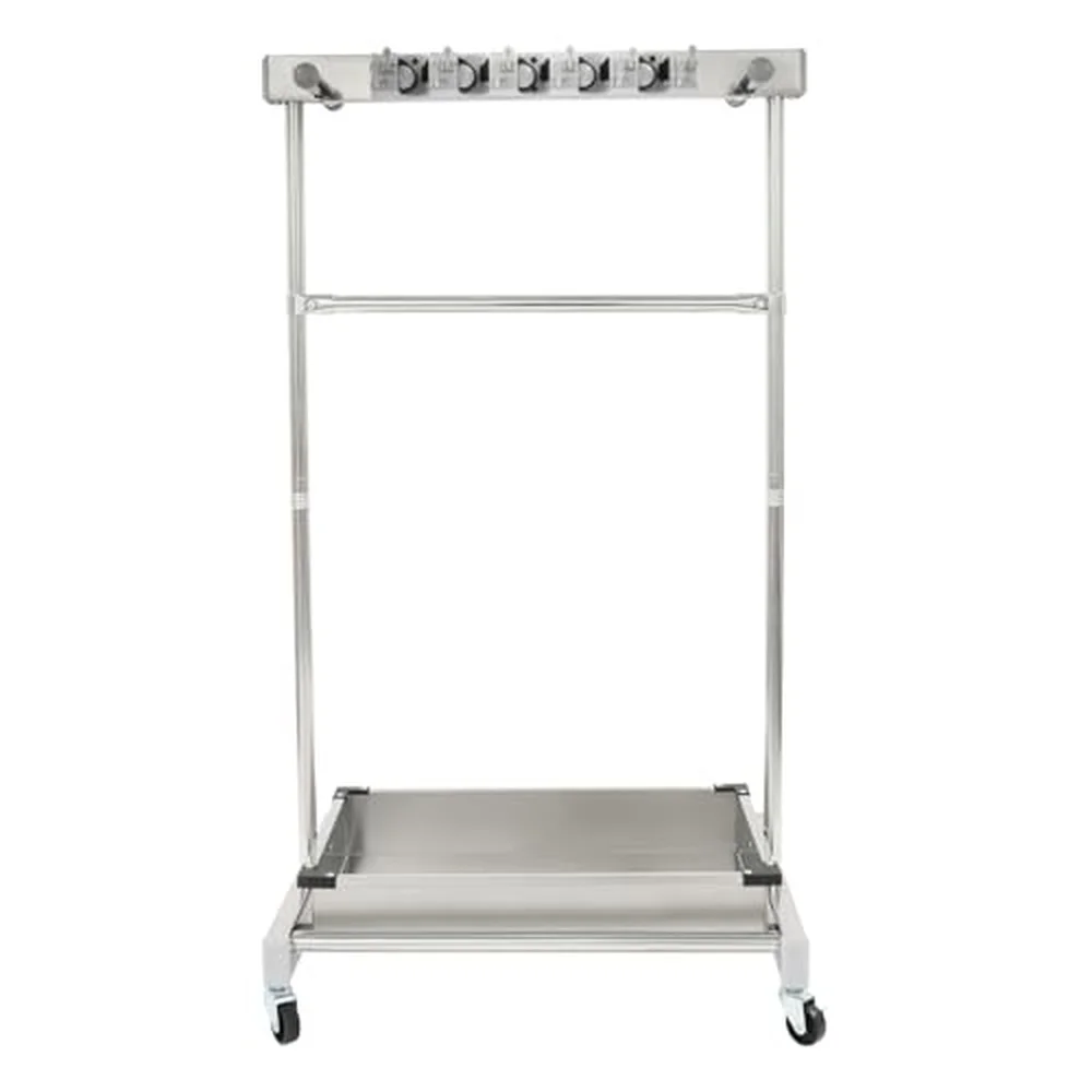 Broom and Mop Holder on Wheels Load 440 LBS Movable Cleaning Cart Broom Storage Rack with Stainless Steel Basin 5 Mop