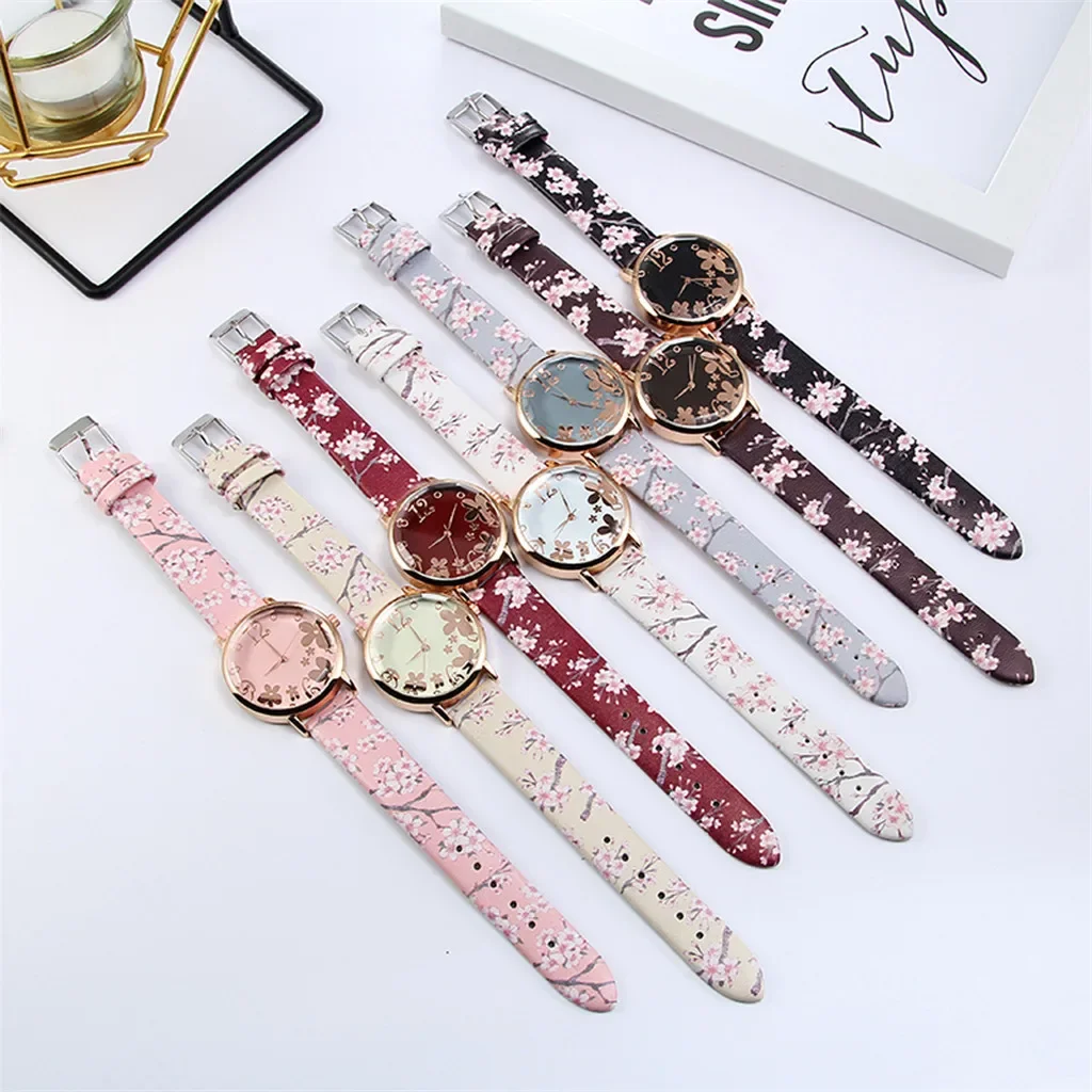 Reloj con flores de colores para mujer, Correa pequeña con estampado fresco, reloj de cuarzo para mujer, reloj exquisito, moda