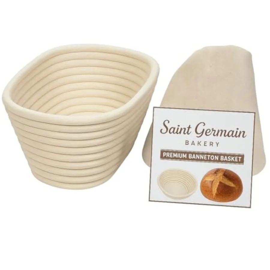 

Premium Round Bread Banneton Basket with Liner - Perfect Brotform Proofing Basket for Making Beautiful Bread 10 inch Oval