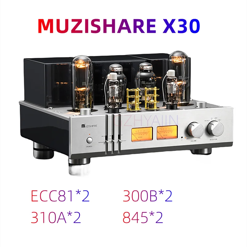 MUZISHARE X30 30W*2 single ended Class A 300B push 845 electronic tube power amplifier, ECC81*2, 310A*2, 300B*2, 845*2