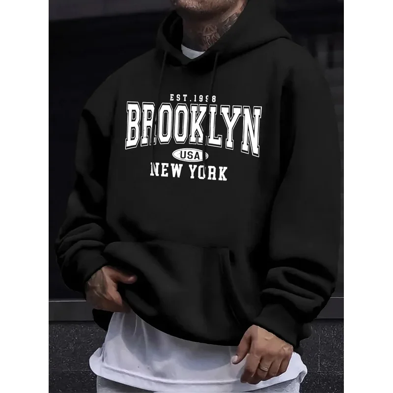 Best-selling Best-selling Men's Oversized Long-Sleeved Hooded Jacket for Autumn-Winter. Brooklyn New York Letter-Printed Couple Hoodie - Aliexpress Deal