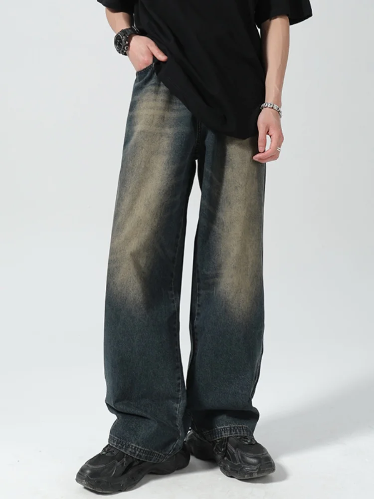 

Мужские джинсы Haome в стиле ретро, синие, прямого кроя, удлиненные, из смесового хлопка и полиэстера, износостойкие, модные