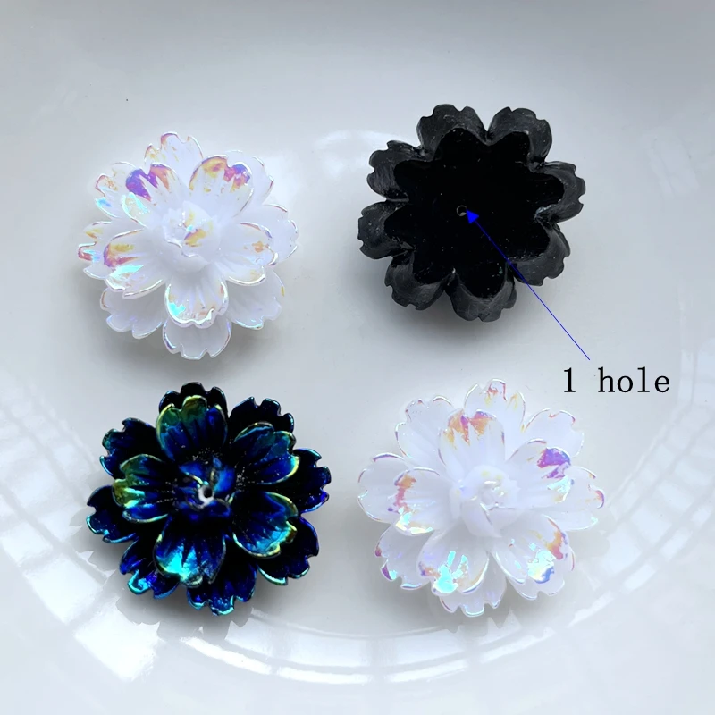 8pcs  25mm flower AB color resin sewing diamond pendant earrings making accessories DIY decorative scrapbook crafts applique