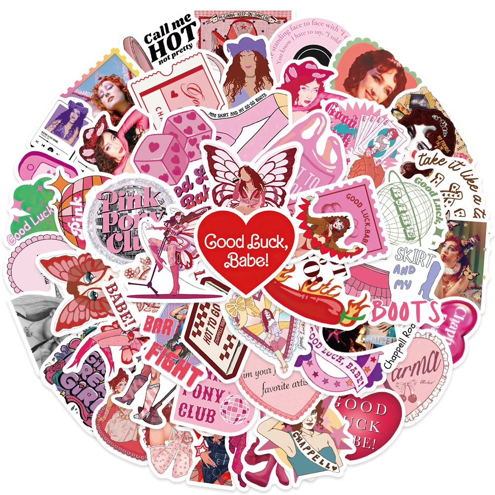10/30/52pcs Hot Singer Chappell Roan Stickers Pink Star Girl Aesthetic Cartoon Decals Decoration Suitcase Phone Notebook Sticker