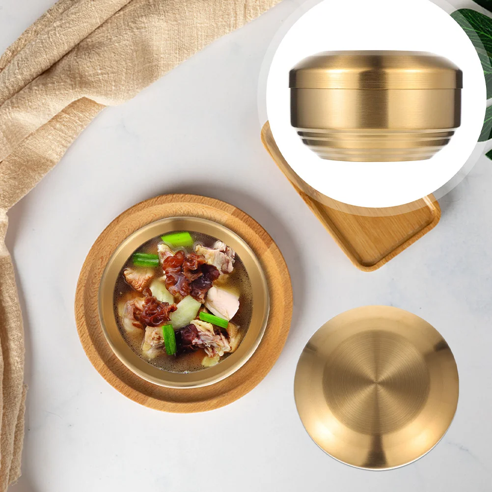 

Stainless Steel With Lid Korean Style Soup Rice Serving Bowl Multi-Function Household Cubilose Bowl Kitchen Accessory For