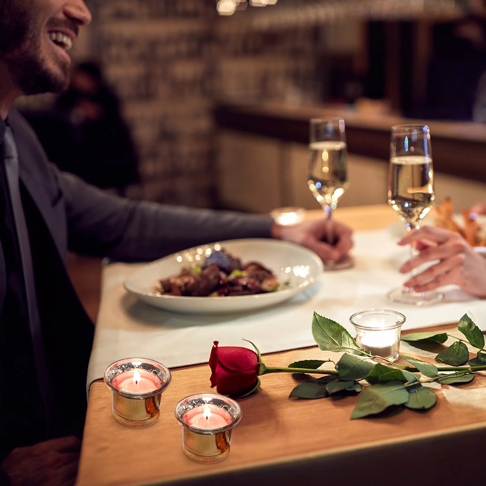 

6Pcs Glass Holder Creative Transparent Cup Home Decoration Romantic Scene Layout Glass Candleholder