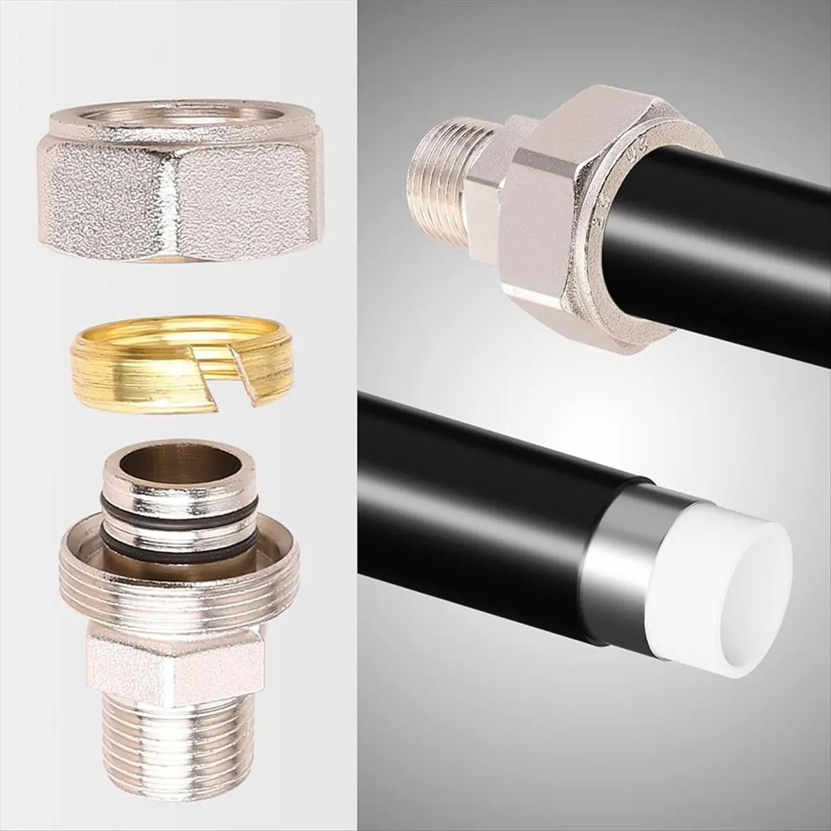 3/4Inch Straight Air Piping Fittings, 3/4 X 1/2Inch Male NPT Threads Adapter Fittings, Brass- Plated, 2PCS