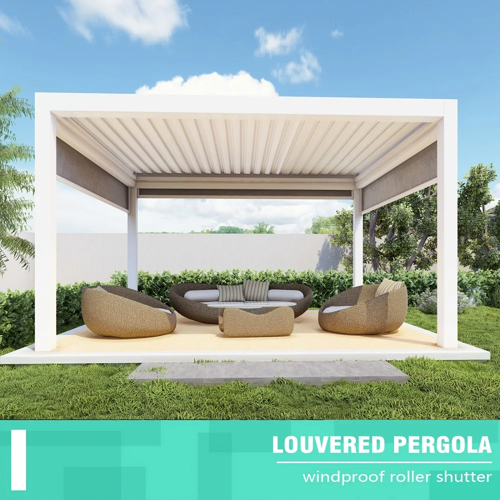 Motorized Opening Roof Waterproof Aluminum Carport Garden Pergola for Patio Yard Outdoor pergola