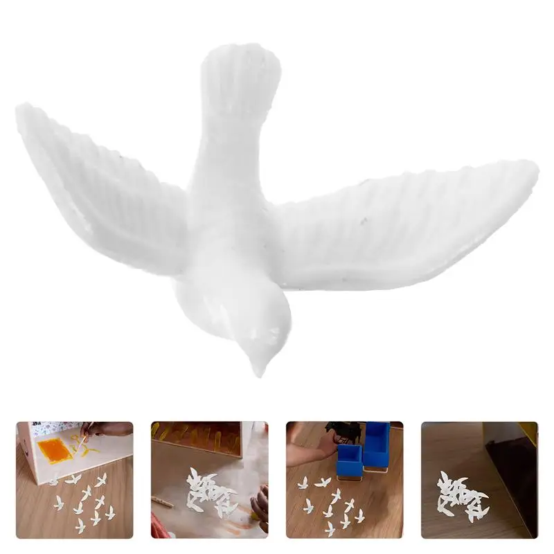 10pcs Bird Pigeon Miniature Garden Mini Dove Statue Mini Pigeon Decor Artificial Bird Figurine Simulated White