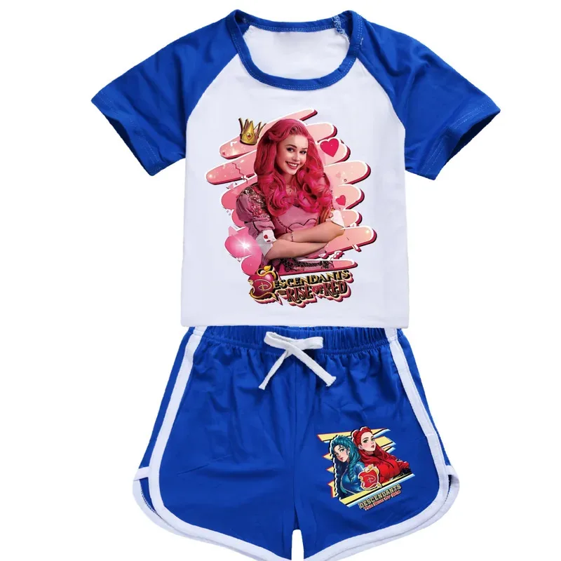 zz04zz12 ภาพยนตร์การก้าวขึ้นมาของสีแดงใหม่เสื้อยืดชุดเด็กลูกหลานเสื้อ + กางเกงขาสั้นชุดน่ารักการ์ตูนชุดนอนสวมใส่เสื้อผ้า Ki