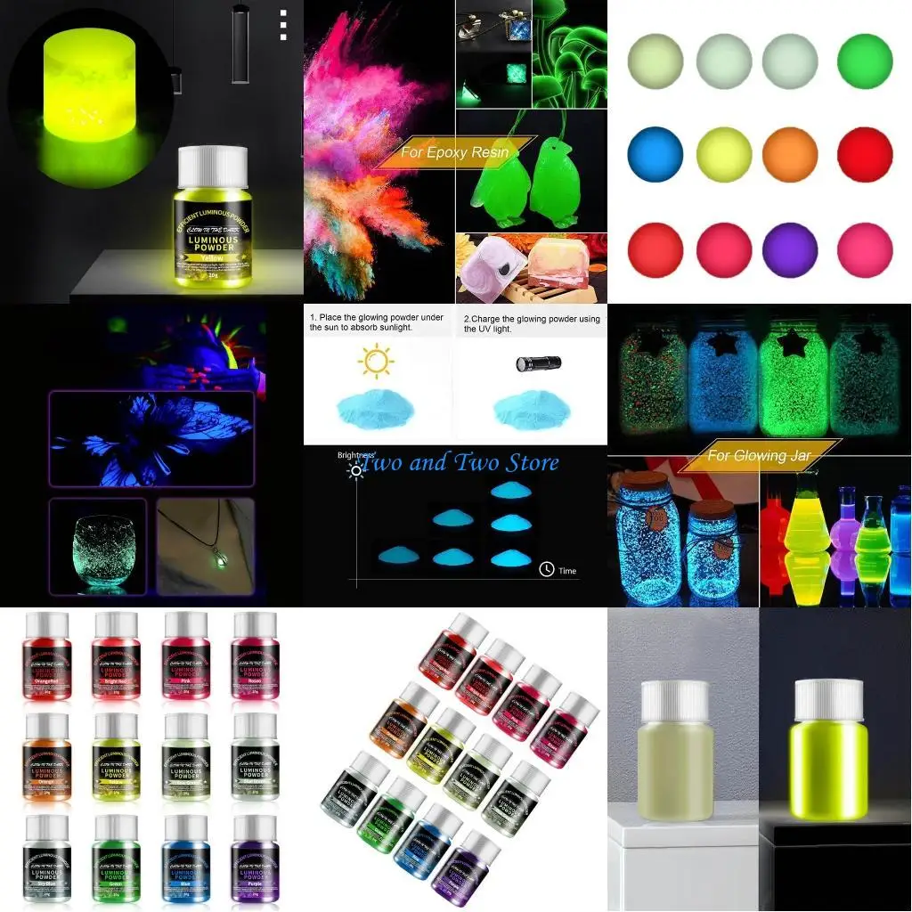 

HX6F Glow Pigment Powder 12 Colors Luminous Powder Epoxy Resin Pigment