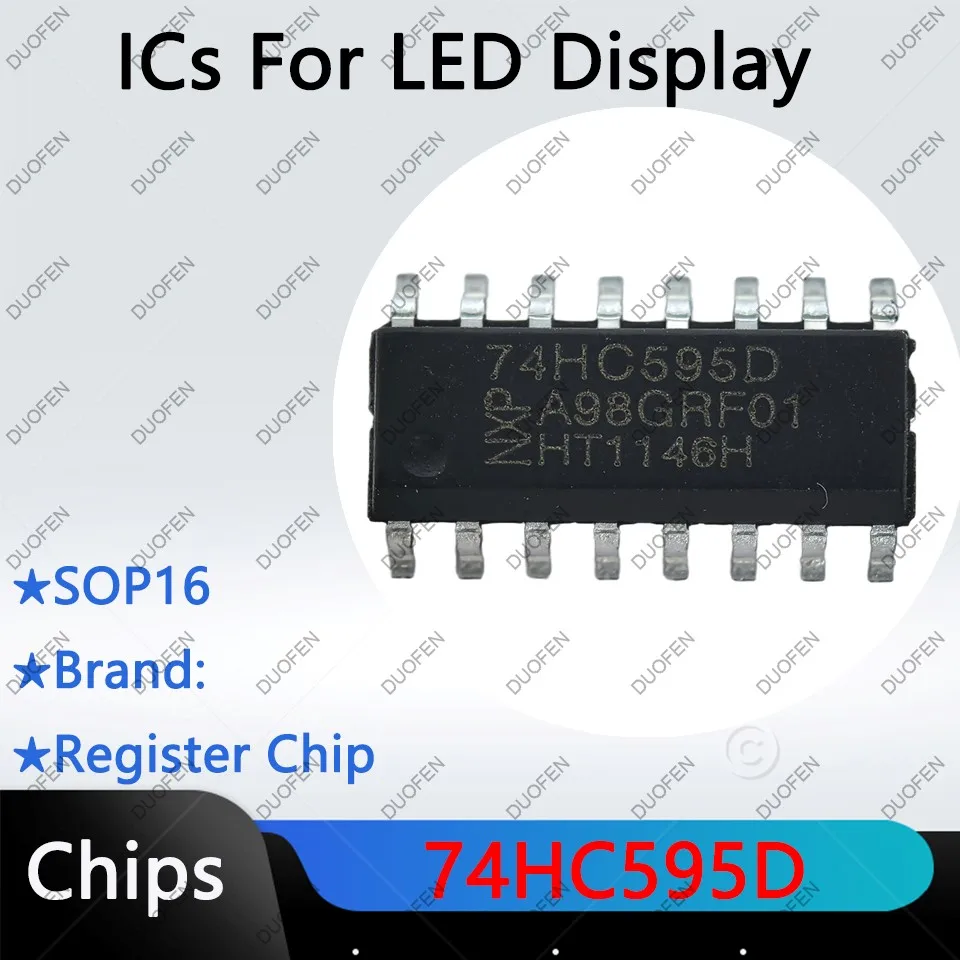 SM74HC595D，74HC595D，SOP16，Register Chips，Logic control ICs for LED display