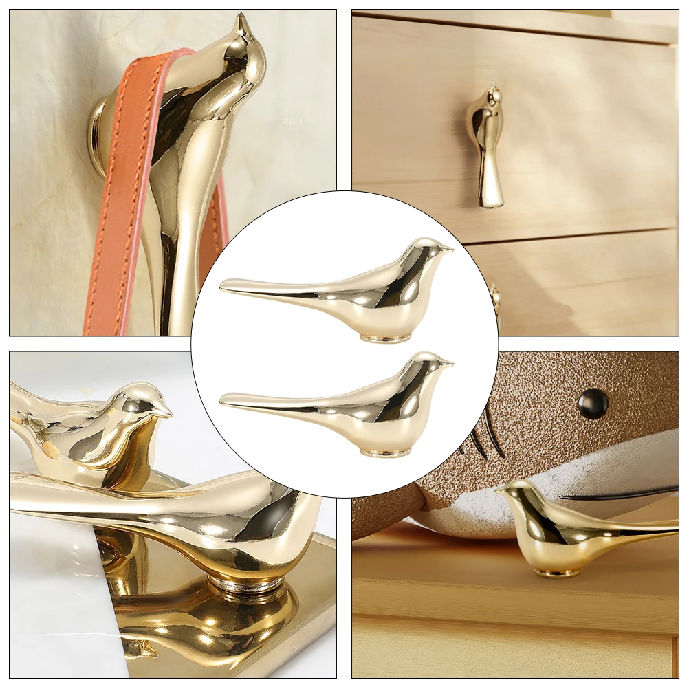 

2pcs Golden Zinc Alloy Cabinet Door Handle Light Luxury Pull Knob Exquisite Bird Shaped Wardrobe Drawer Knob Decorative
