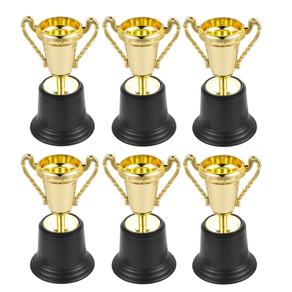 6 Pcs Trophy Prize Cup Plastic Reward Prizes Mini Artificial Models Home Desktop Decor Kids Awards Golden Child Student