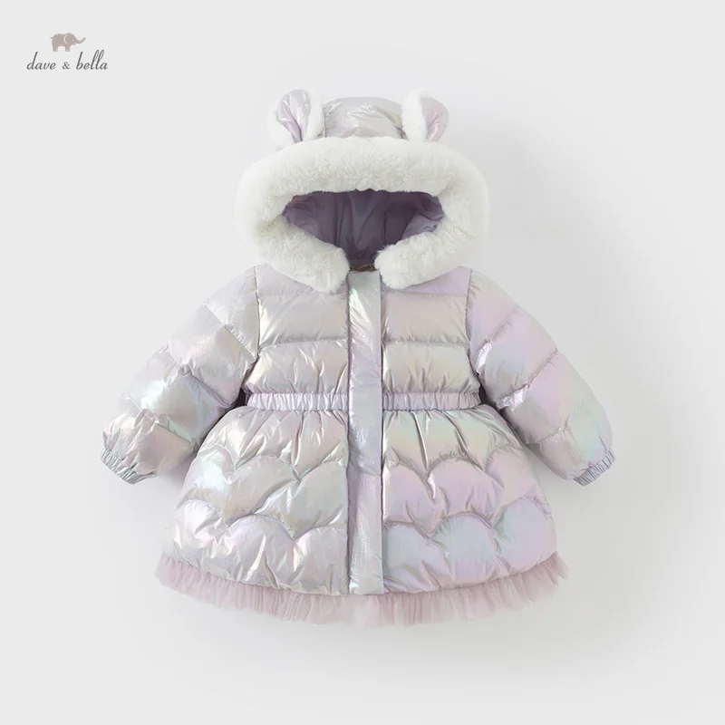 Dave Bella Children Girls Cute White Duck  down Top Outerwear 2024 Autumn Winter Casual Gentle Parka Outdoor Warm DB4242481