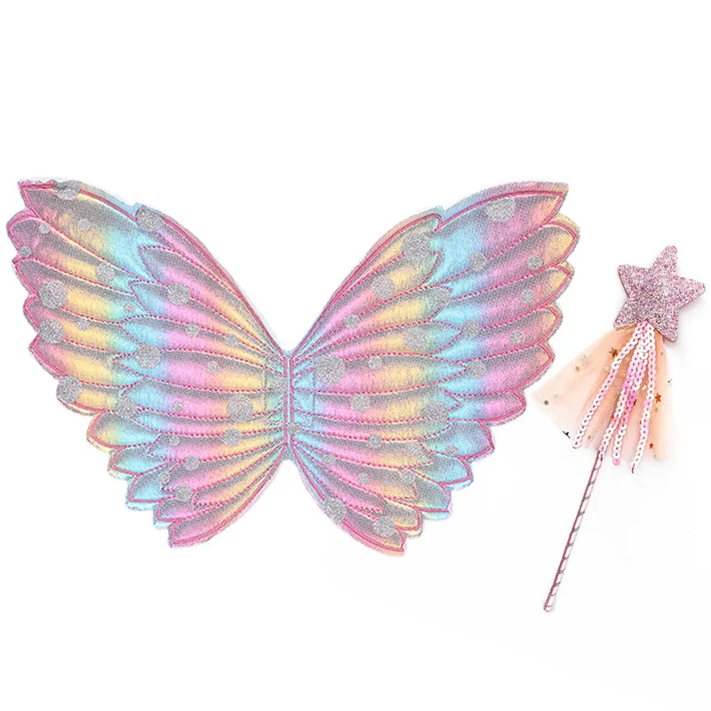 Children Beautiful Butterfly Angel Wings Girls Fairy Magic Wand Creative Girls Play House Toy Flower Fairy Performance Props Toy