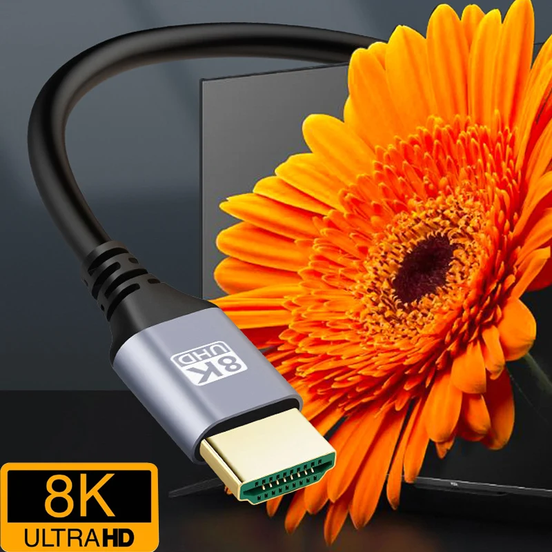 8K@60Hz HDR 48Gbps QFT HDMI 2.1 Male Extension Cable, Compatible with TV, Projector, Monitor, Laptop, Camera, DV & Graphics Card